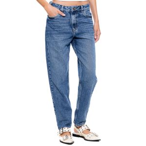 High Waist Mom Fit Jeans Tono Oscuro