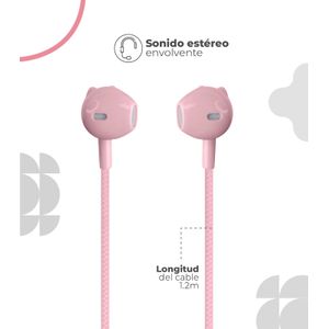 Manos Libres Auriculares Diseño Gato Color Rosa