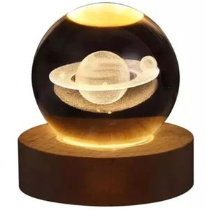 Lámpara Nocturna 3D Bola De Cristal Sistema Solar