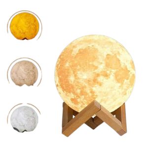 Lampara Humificador Difusor Luna 3d Colores Base Madera
