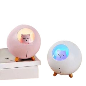 Humidificador Gato Aromaterapia Led 7 Colores Rosado