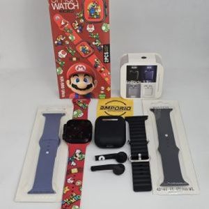 COMBO NIÑOS RELOJ ULTRA KR999 + PULSO OBSEQUIO + AUDIFONOS I12TWS SUPER MARIO