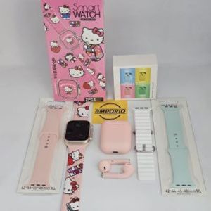 COMBO NIÑOS RELOJ ULTRA KR999 + PULSO OBSEQUIO + AUDIFONOS I12TWS HELLO KITTY