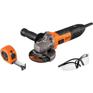 Esmeriladora 4-1/2" 850 W con lentes de seguridad y flexómetro Truper