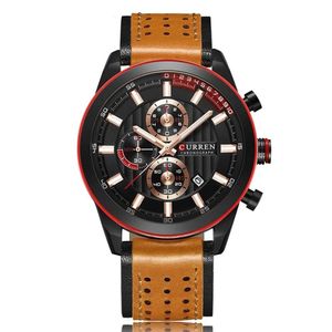 Reloj CURREN 8292 Cronógrafo Para Hombre Pulso De Cuero