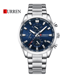 Reloj CURREN 8445 Cronógrafo Para Hombre Plateado Azul