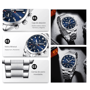 Reloj CURREN 8445 Cronógrafo Para Hombre Plateado Azul