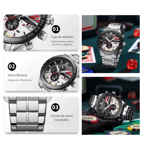 Reloj CURREN 8410 Cronógrafo Para Hombre Plateado