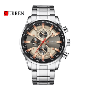 Reloj CURREN 8351 Cronógrafo Para Hombre Plateado
