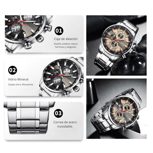 Reloj CURREN 8351 Cronógrafo Para Hombre Plateado