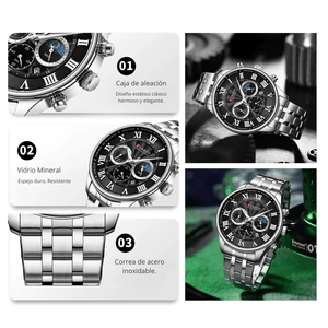 Reloj CURREN 8427 Cronógrafo Para Hombre Plateado