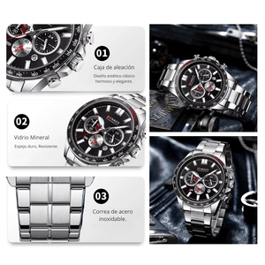 Reloj CURREN 8418 Cronógrafo Para Hombre Plateado