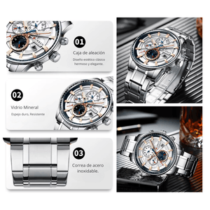 Reloj CURREN 8362 Cronógrafo Para Hombre Plateado