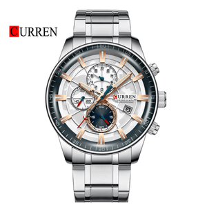 Reloj CURREN 8362 Cronógrafo Para Hombre Plateado
