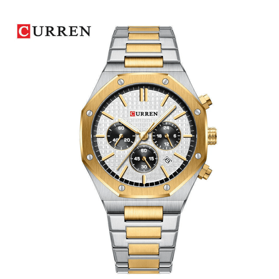 Reloj Curren 8440 Elegante Para Caballero Tablero Blanco