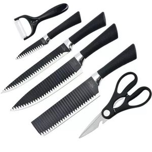 Set Kit Juego 6 Cuchillos Cerámica Negros
