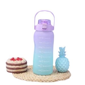 Combo X2 Botella Motivacional Mas Sticker Gym Fitness 2 Litr Morado