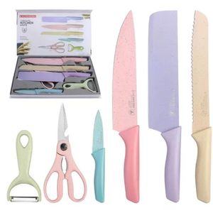 Set Kit Juego 6 Cuchillos Cerámica Pastel