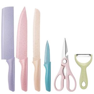 Set Kit Juego 6 Cuchillos Cerámica Pastel