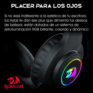 Diadema Gamer Redragon H260rgb Hylas Usb 3.5mm Con Micrófono Negro