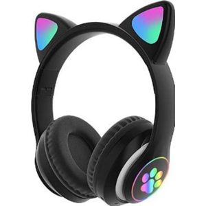 Audifonos Diadema Orejas De Gato Bluetooth Mic Y Luces Negro