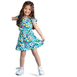 Vestido Infantil Azul Turquesa Mp 9933