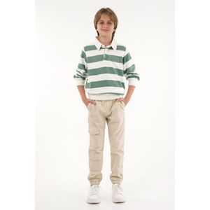 Buzo polo verde con estampado de rayas para niño