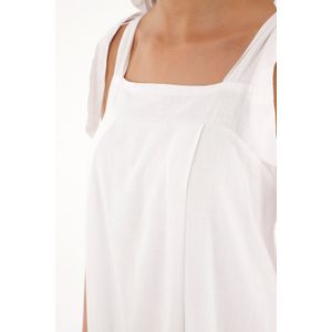 Vestido largo de silueta tipo A blanco para mujer