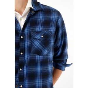 Camisa leñadora a cuadros azul para hombre