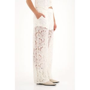 Pantalón Wide Leg en encaje crudo para mujer