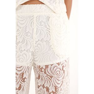 Pantalón Wide Leg en encaje crudo para mujer
