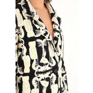 Blazer largo con detalles afelpados para mujer