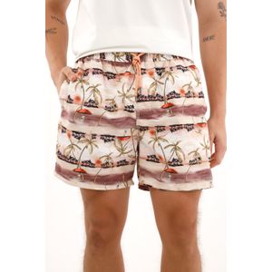 Pantaloneta de baño con estampado de palmeras para hombre