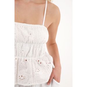 Camisa crudo en ojalillo de tiras para mujer