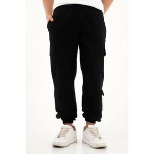 Pantalón jogger con bolsillos cargo negro para hombre
