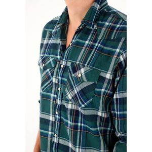 Camisa tipo leñadora a cuadros verde para hombre