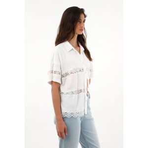 Camisa manga corta con cortes decorativos para mujer