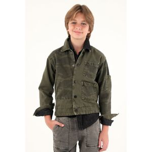Chaqueta verde con bolsillos delanteros para niño