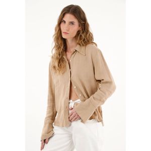 Camisa manga larga en lino 100% para mujer
