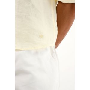 Camisa manga larga amarilla en 100% lino para hombre