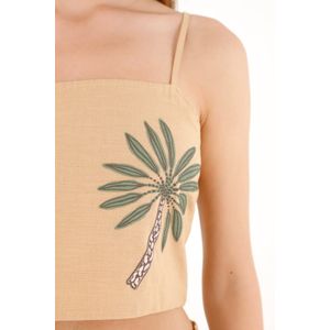 Crop top con estampado de palmeras para mujer