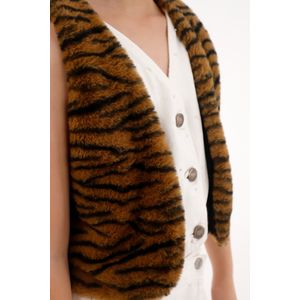 Chaleco de tela afelpada animal print para niña