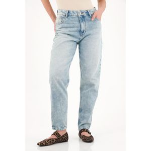 Jean Mom tiro alto azul para mujer