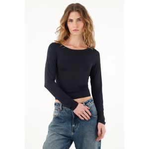 Camiseta negra manga larga para mujer