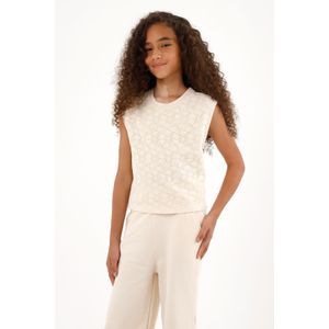 Camiseta crudo con diseño tejido en delantero para niña