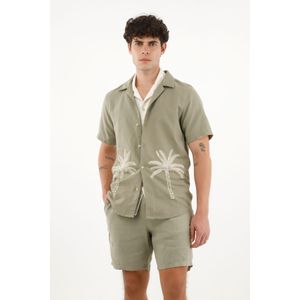 Camisa tipo bowling con diseño de palmeras para hombre