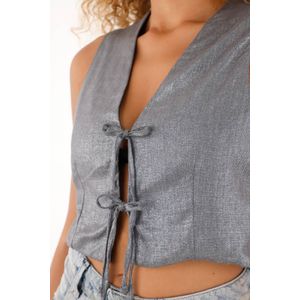 Chaleco de escote en V con efecto metalizado para mujer