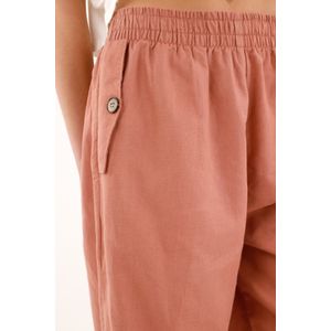 Pantalón Recto de pretina elástica naranja para mujer
