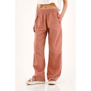 Pantalón Recto de pretina elástica naranja para mujer