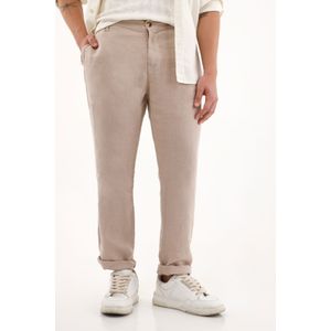 Pantalón chino en 100% lino café para hombre